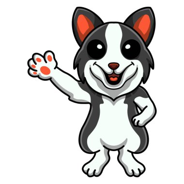 Vector illustration of Cute border collie dog cartoon waving hand