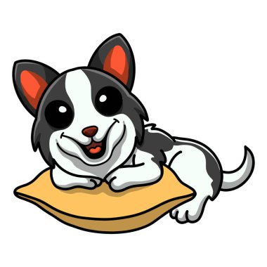 Vector illustration of Cute border collie dog cartoon on the pillow