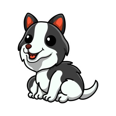 Vector illustration of Cute border collie dog cartoon sitting