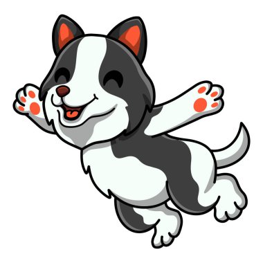 Vector illustration of Cute border collie dog cartoon jumping