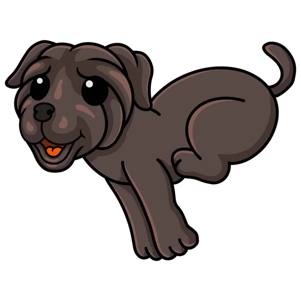 Vector Illustration Cute Neapolitan Mastiff Dog Cartoon Running — Vettoriale Stock