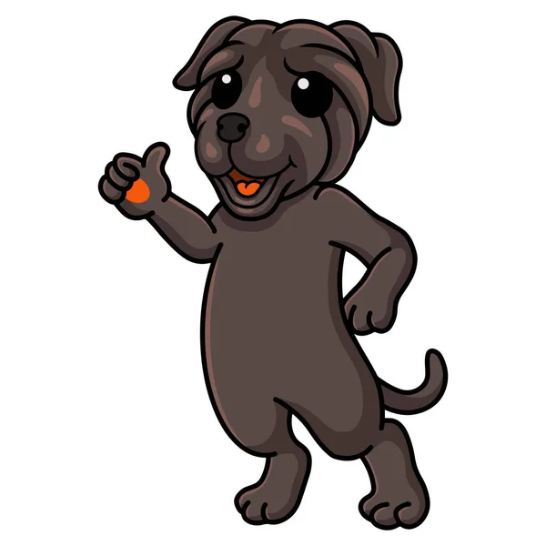Векторна Ілюстрація Милої Собаки Мастиф Мультфільм Дає Великий Палець — стоковий вектор