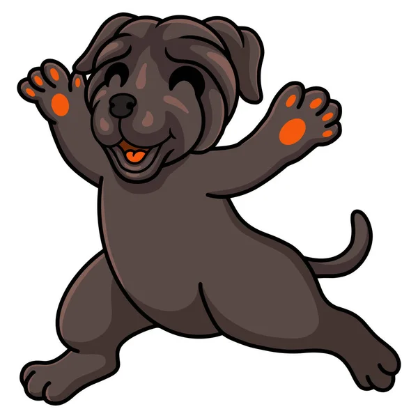 Vector Illustration Cute Neapolitan Mastiff Dog Cartoon Walking — Vettoriale Stock
