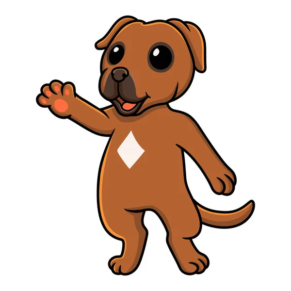 Vector Illustration Cute Tosa Inu Cartoon Waving Hand — стоковый вектор