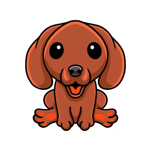 Ilustração Vetorial Cute Dachshund Cão Desenho Animado Sentado — Vetor de Stock