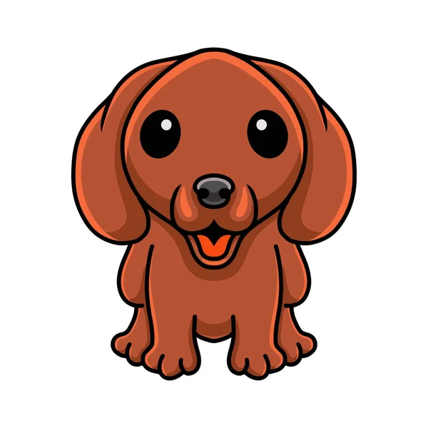 Ilustração Vetorial Cute Dachshund Cão Desenho Animado Sentado — Vetor de Stock