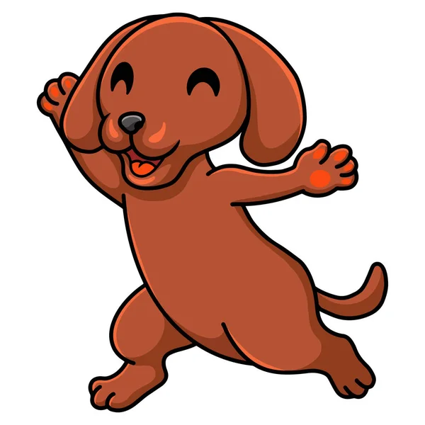 Vector Illustration Cute Dachshund Dog Cartoon Walking — Stock Vector
