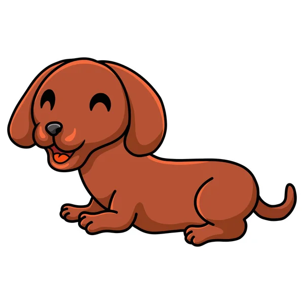 Vector Illustration Cute Dachshund Dog Cartoon Laying — Stock Vector