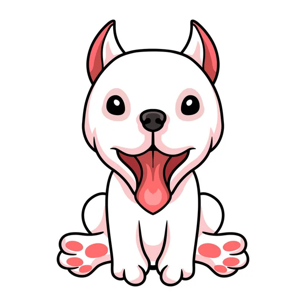 Illustrazione Vettoriale Carino Dogo Argentino Cane Cartone Animato — Vettoriale Stock