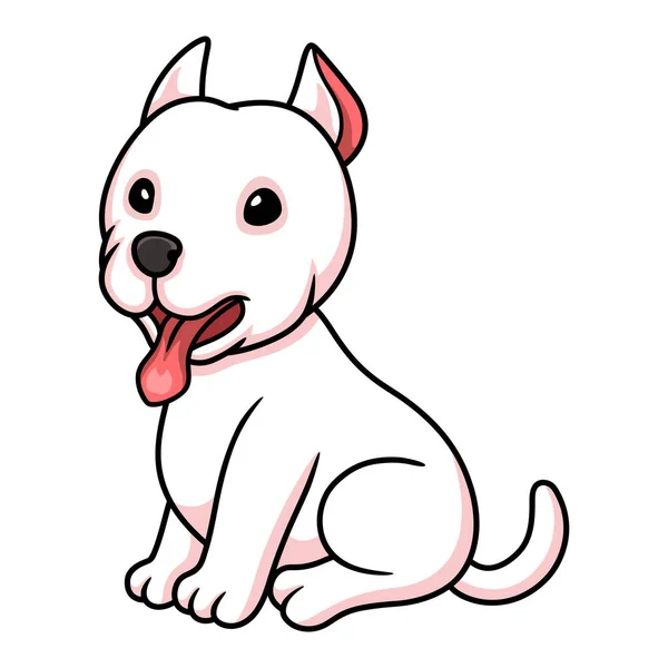 Vektor Ilustrasi Lucu Dogo Argentino Anjing Kartun - Stok Vektor
