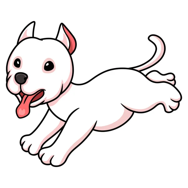 Illustration Vectorielle Mignon Dogo Argentino Chien Dessin Animé Cours Exécution — Image vectorielle