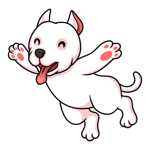 Ilustración Vectorial Salto Dibujos Animados Lindo Perro Dogo Argentino — Vector de stock