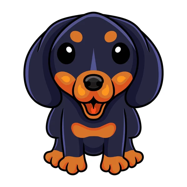 Vector Illustratie Van Schattige Dashund Hond Cartoon Zitten — Stockvector