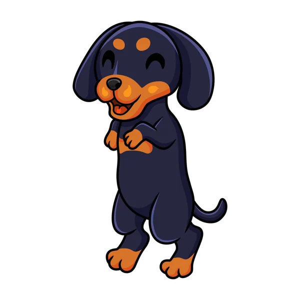 Ilustración Vectorial Cute Dashund Perro Dibujos Animados Posando — Vector de stock