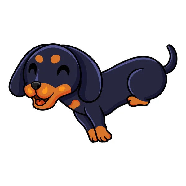 Ilustración Vectorial Cute Dashund Perro Dibujos Animados Corriendo — Archivo Imágenes Vectoriales