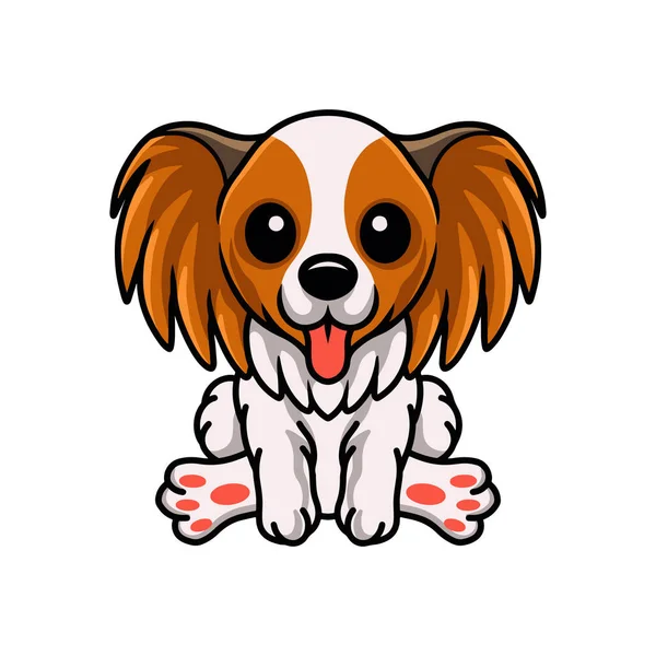 Ilustración Vectorial Lindo Papillon Perro Dibujos Animados Sentado — Archivo Imágenes Vectoriales