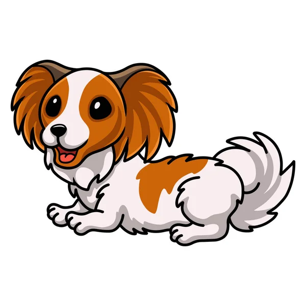 かわいいパピロン犬の漫画のベクトルイラストが敷設 — ストックベクタ