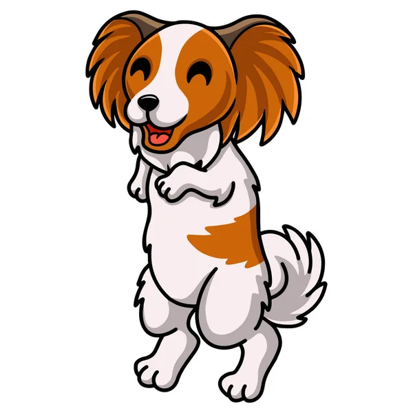 かわいいパピロン犬漫画立ってのベクトルイラスト — ストックベクタ