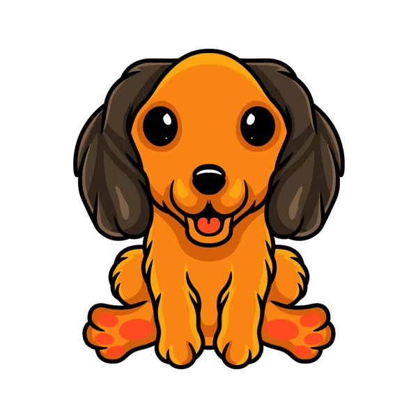 Vektorillustration Von Cute Dackel Hund Cartoon Sitzt — Stockvektor