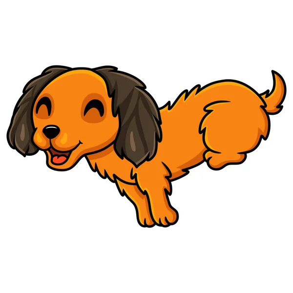 Vector Illustratie Van Schattige Teckel Hond Cartoon Lopen — Stockvector