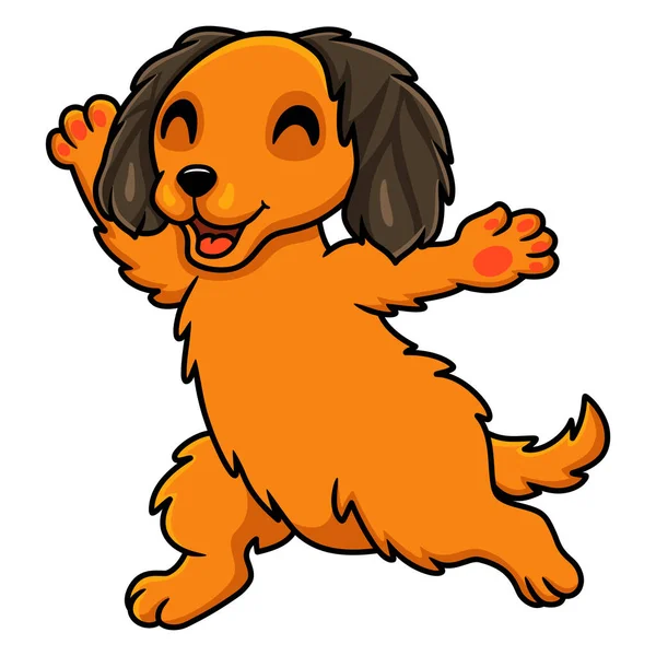 Vektorillustration Von Cute Dackel Hund Cartoon Gassi Gehen — Stockvektor