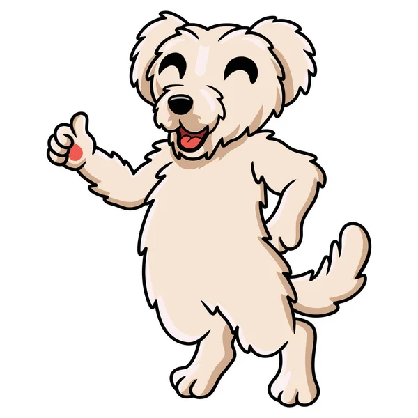 Vector Illustration Cute Maltese Puppy Dog Cartoon Giving Thumb — Stock Vector