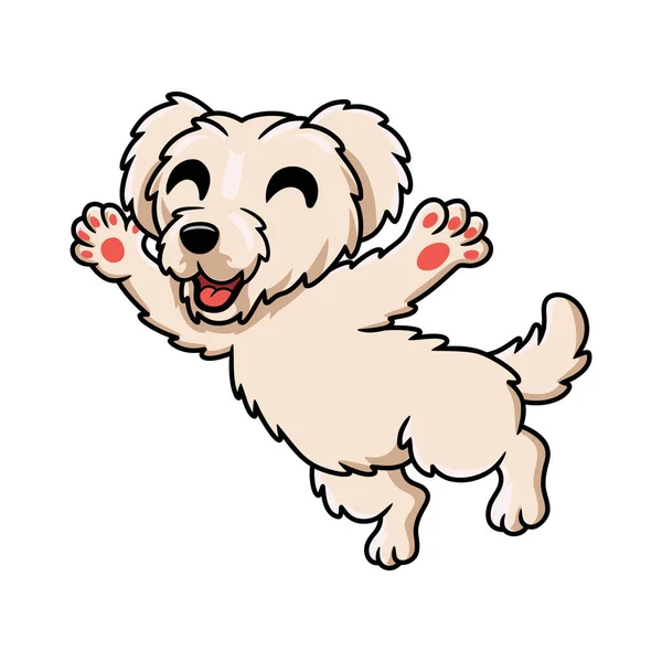 Vector Illustratie Van Leuke Maltezer Puppy Cartoon — Stockvector