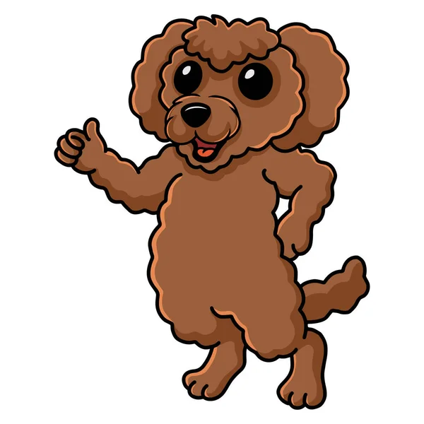 Vector Illustratie Van Schattig Speelgoed Poedel Hond Cartoon Geven Duim — Stockvector