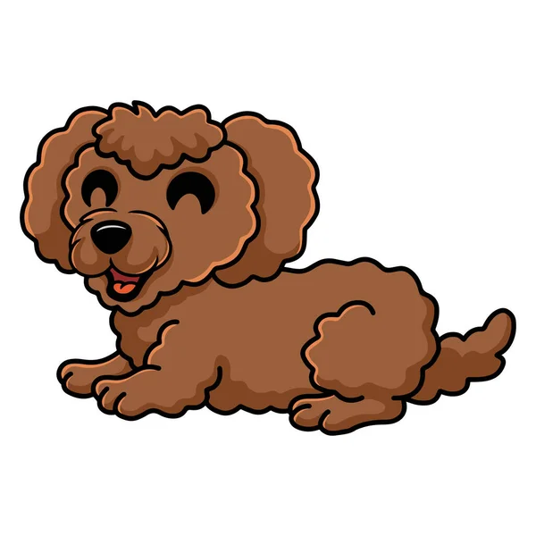 Vector Illustration Cute Toy Poodle Dog Cartoon Laying — Stock Vector