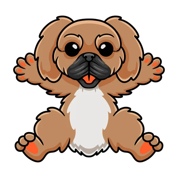 Vektor Illustration Des Niedlichen Kleinen Pekinese Hund Cartoons — Stockvektor