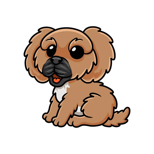 Vector Illustration Cute Little Pekingese Dog Cartoon — Stock Vector