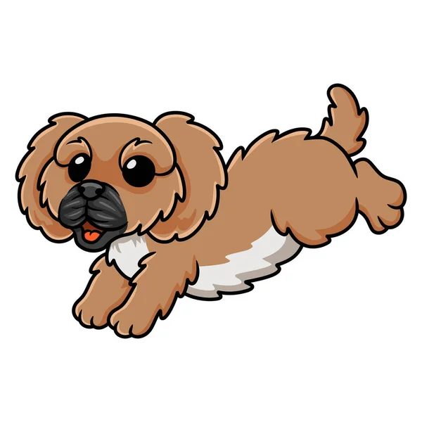 Vektor Illustration Des Niedlichen Kleinen Pekinese Hund Cartoons — Stockvektor