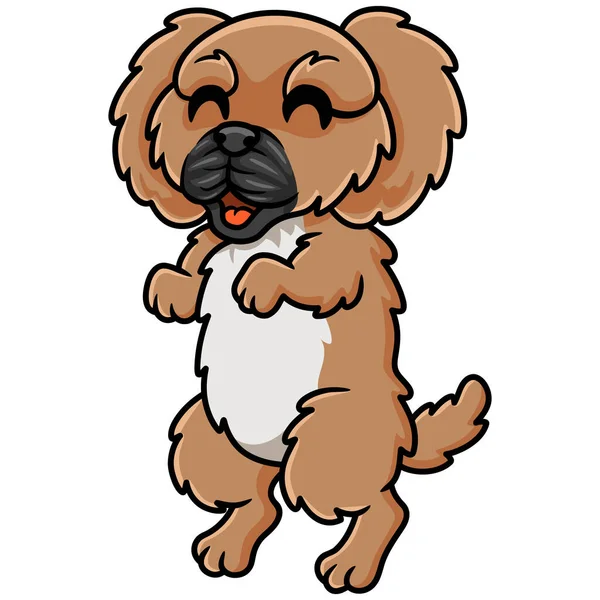 Vektor Illustration Des Niedlichen Kleinen Pekinese Hund Cartoons — Stockvektor