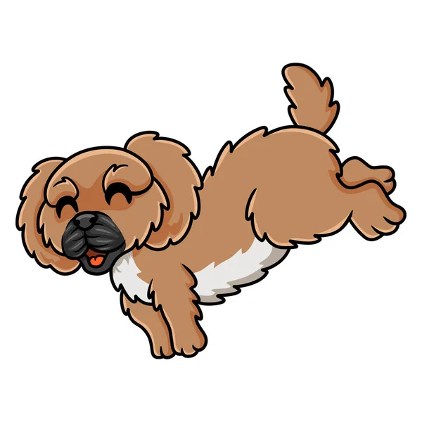 Vektor Illustration Des Niedlichen Kleinen Pekinese Hund Cartoons — Stockvektor