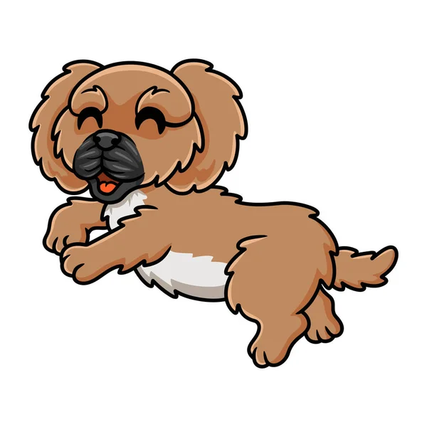 Vector Illustration Cute Little Pekingese Dog Cartoon — Stock Vector