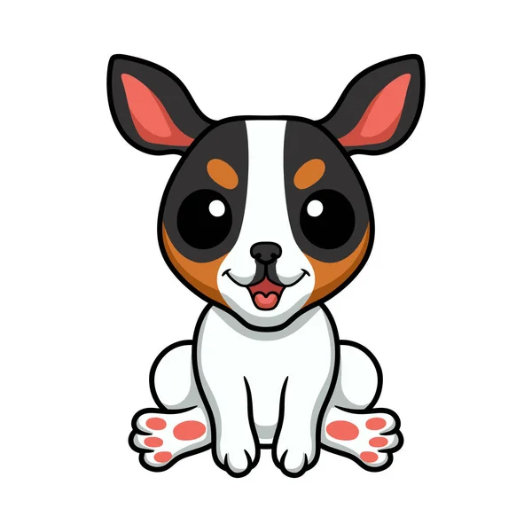 Vector Illustration Cute Rat Terrier Dog Cartoon — Stock Vector