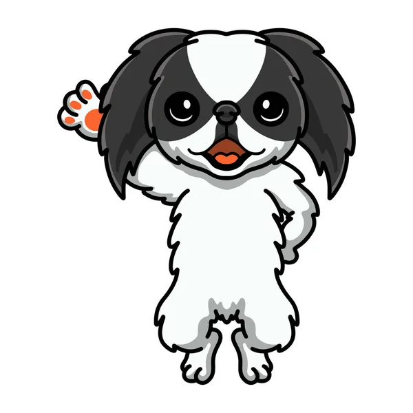 Ilustrație Vectorială Drăguț Japonez Bărbie Câine Desene Animate Fluturând Mâna — Vector de stoc