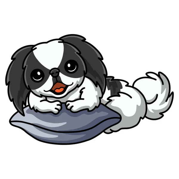 Vetor Ilustração Bonito Japonês Queixo Cão Desenhos Animados Travesseiro —  Vetores de Stock
