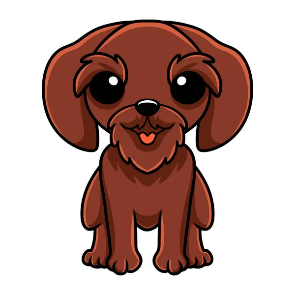 Ilustração Vetorial Cute Pudelpointer Cão Desenho Animado Sentado —  Vetores de Stock