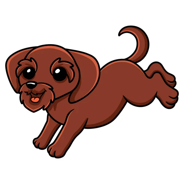 Vector Illustratie Van Leuke Pudelpointer Hond Cartoon Springen — Stockvector