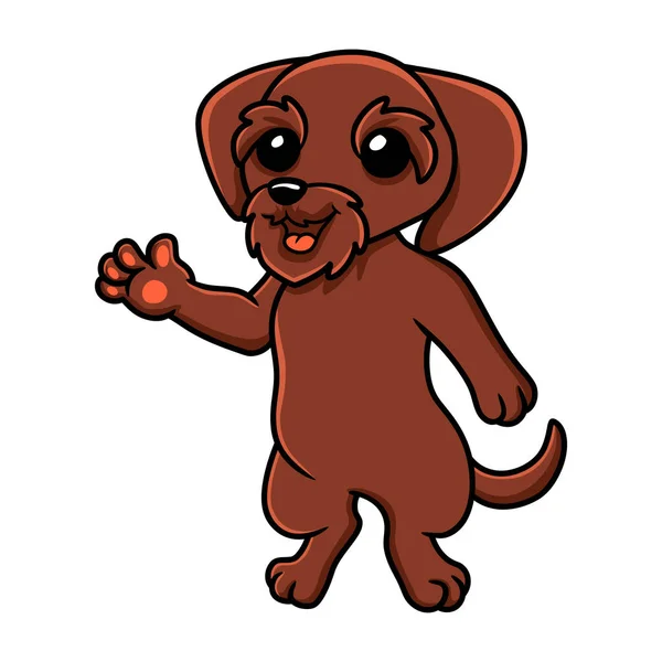 Vektor Illustration Von Cute Pudelpointer Dog Cartoon Winkende Hand — Stockvektor