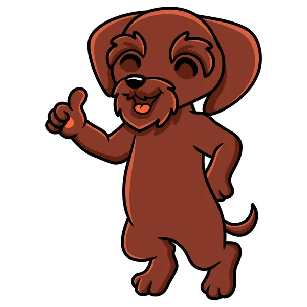 Vector Illustration Cute Pudelpointer Dog Cartoon Giving Thumb — Stock Vector