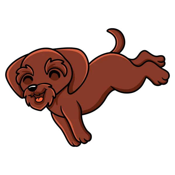 Vektorillustration Von Cute Pudelpointer Dog Cartoon Jumping — Stockvektor