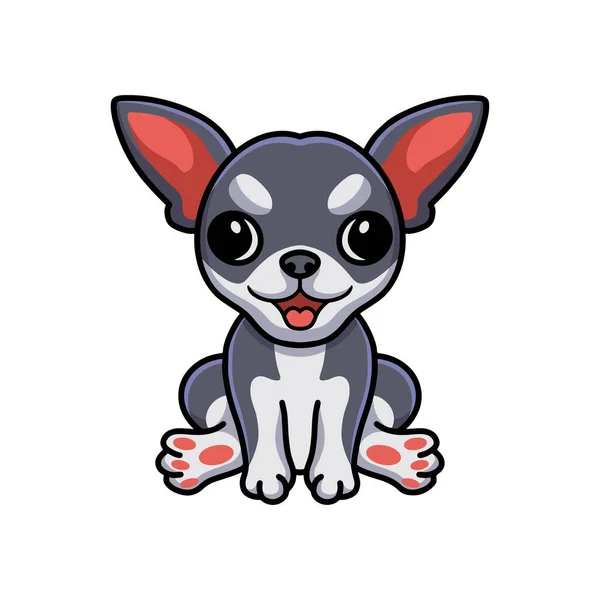 Vektor Ilustrasi Lucu Chihuahua Anjing Kartun Duduk - Stok Vektor