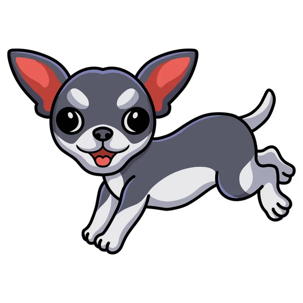 Vector Illustration Cute Chihuahua Dog Cartoon Running — Stock Vector