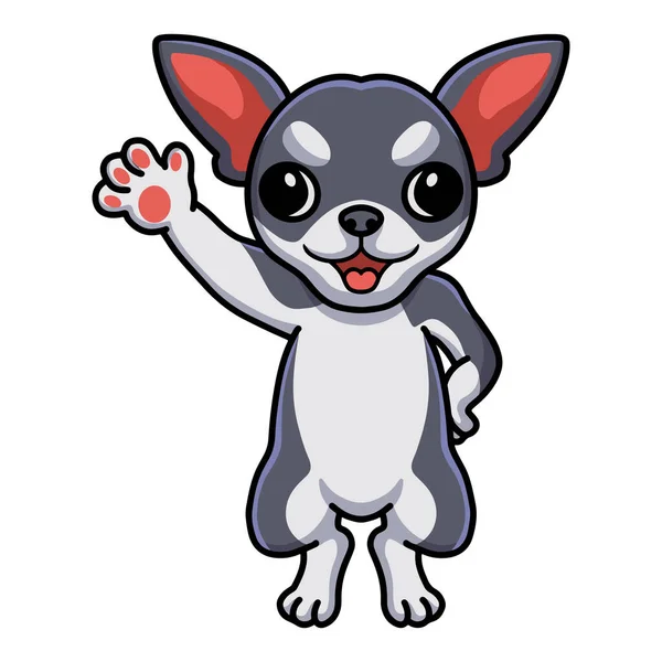 Illustration Vectorielle Chihuahua Mignon Chien Dessin Animé Agitant Main — Image vectorielle