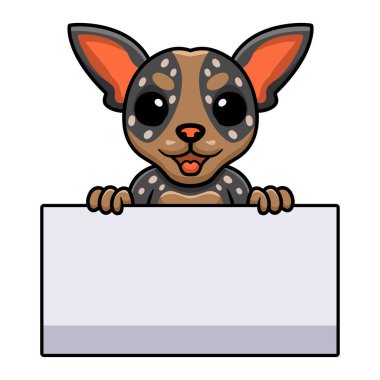 Avustralya sığır köpeği çizgi filminin boş tabelasını gösteren vektör çizimi.