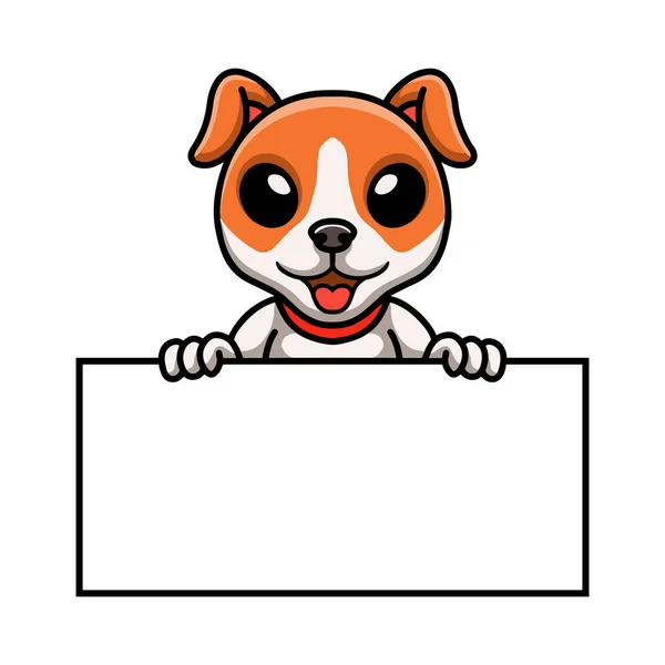 Ilustración Vectorial Cute Jack Russel Perro Dibujos Animados Con Signo — Archivo Imágenes Vectoriales