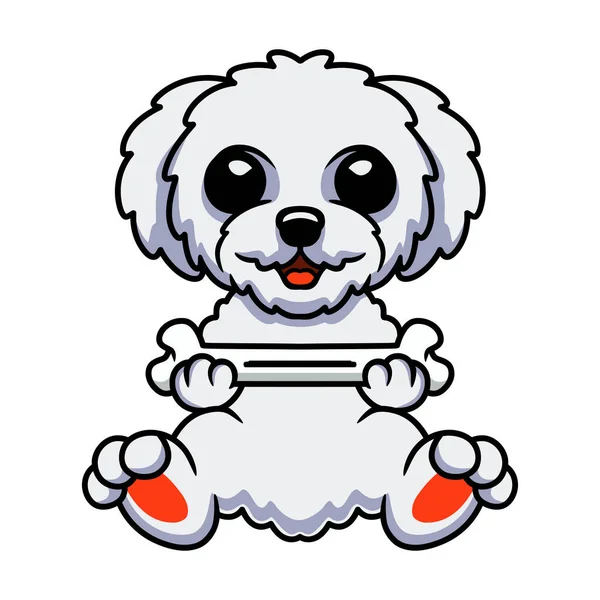 Illustration Vectorielle Bichon Mignon Frise Dessin Animé Tenant — Image vectorielle