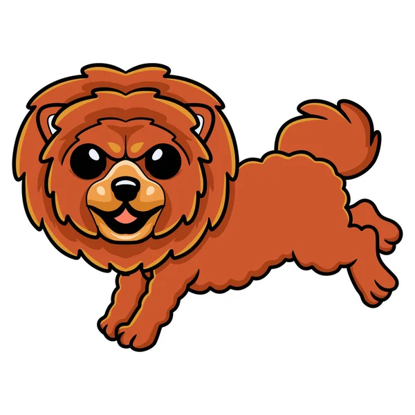 Ilustração Vetorial Cão Leão Pequeno Bonito Desenho Animado Saltando — Vetor de Stock